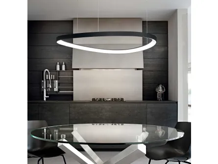 Lampada a sospensione Gemini in metallo con diffusore in policarbonato opale di Ideal Lux