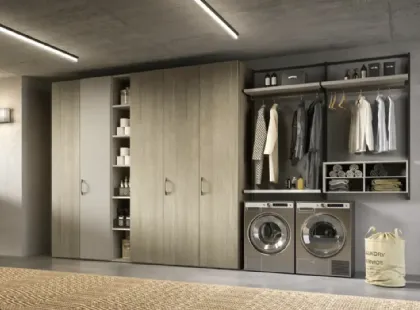 Cabina armadio Orion O425 in rovere miele e laccato di Moretti Compact Giorno Notte