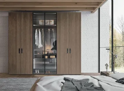 Armadio con ante battenti Comp 387 in frassino e vetro di Mobilgam