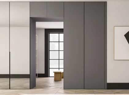 Armadio a ponte Alterna Glass e Plana Ardesia in melaminico e specchio di Zalf