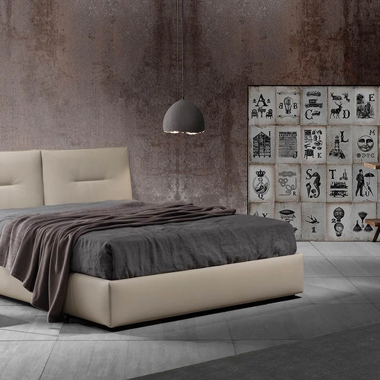 Letto matrimoniale Zoè Uno in vellutino imbottito di Excò