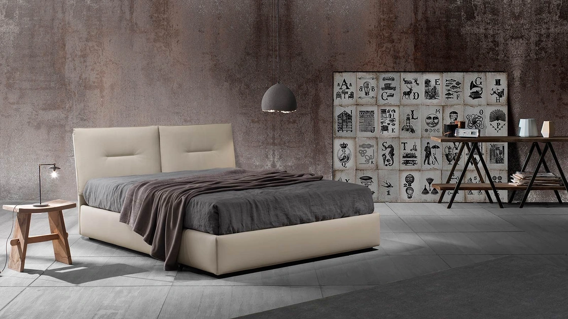 Letto matrimoniale Zoè Uno in vellutino imbottito di Excò