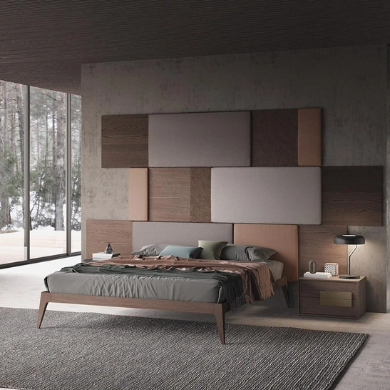 Letto matrimoniale Tetris in legno e tessuto Mobilgam