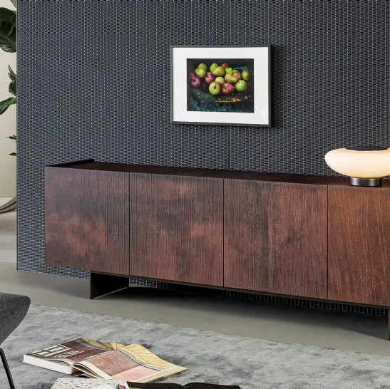 Madia Blush in legno con base in metallo di Bonaldo