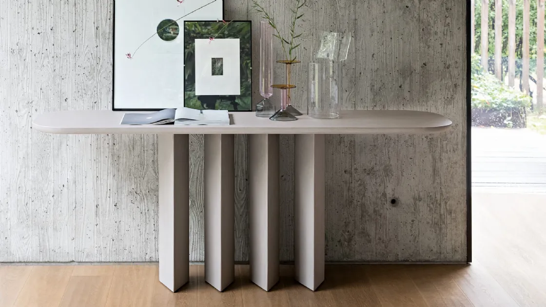 Mobile ingresso Geometric Console in finitura argilla di Bonaldo