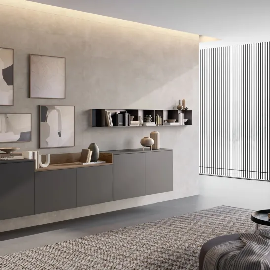 Mobile sospeso Living Time in laccato opaco di Arredo3