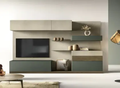 Parete Attrezzata Kosmos KC106 in nobilitato e laccato di Moretti Compact Giorno Notte