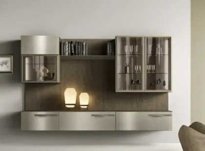 Parete Attrezzata sospesa Kosmos KC110 di Moretti Compact Giorno Notte