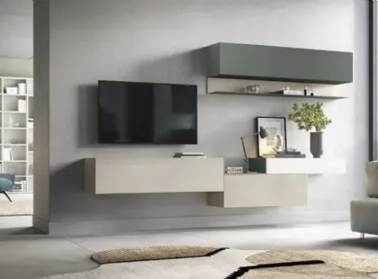 Parete Attrezzata sospesa Kosmos KF102 di Moretti Compact Giorno Notte