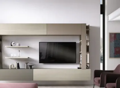 Parete Attrezzata sospesa Kosmos KF112 in melaminico e laccato di Moretti Compact Giorno Notte