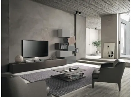 Parete Attrezzata Composizione Horizon 927 in legno e laccato di Mobilgam