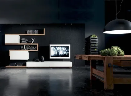 Parete Attrezzata con porta TV orientabile Side 07 in laccato opaco e legno di Fimar