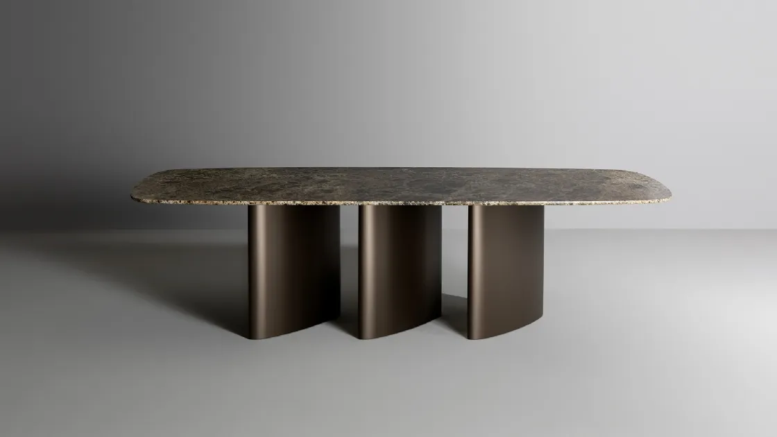 Tavolo Louver con top in marmo di Bonaldo