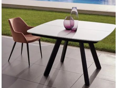 Tavolo allungabile Raffaello T32 con top in vetro di Friulsedie