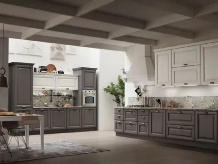Cucina Classica ad angolo Lola 02 in Grigio Antracite e Bianco Gesso di Arrex