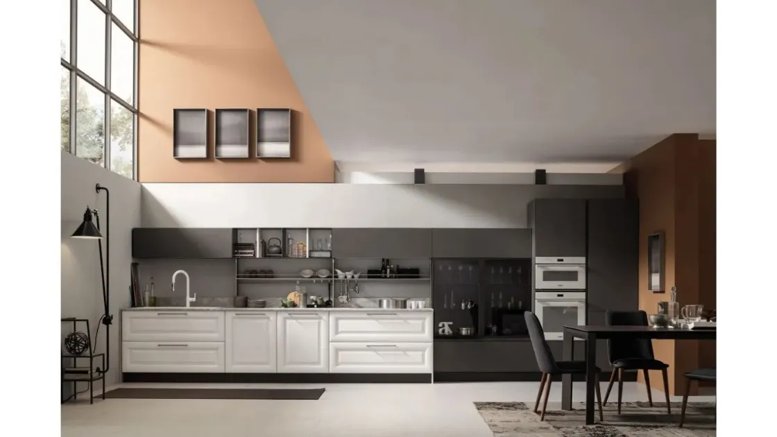 Cucina Classica lineare Lola 07 in Frassino e Metal Piombo di Arrex