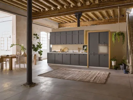 Cucina Classica in legno laccato grigio opaco Mia lineare di Dibiesse