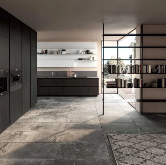 Cucina Moderna Area 22 Time angolare in olmo nero di Dibiesse