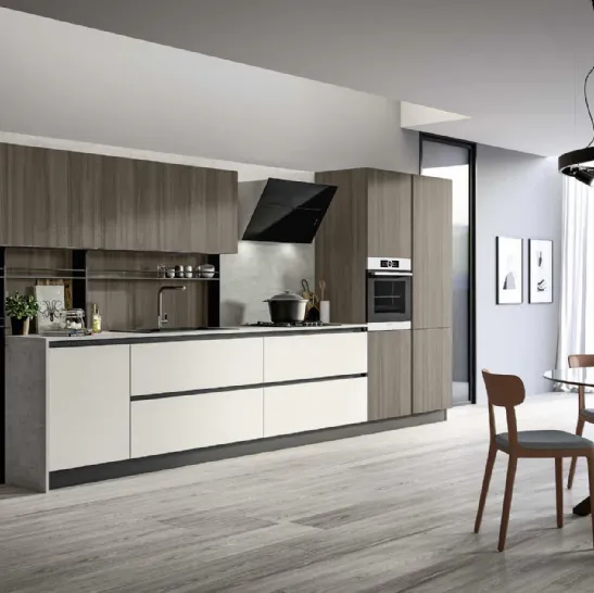 Cucina Moderna lineare in laccato e laminato Cloe 01 di Arredo3