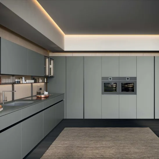 Cucina Moderna GI30 angolare in laccato Grigio opaco di Dibiesse